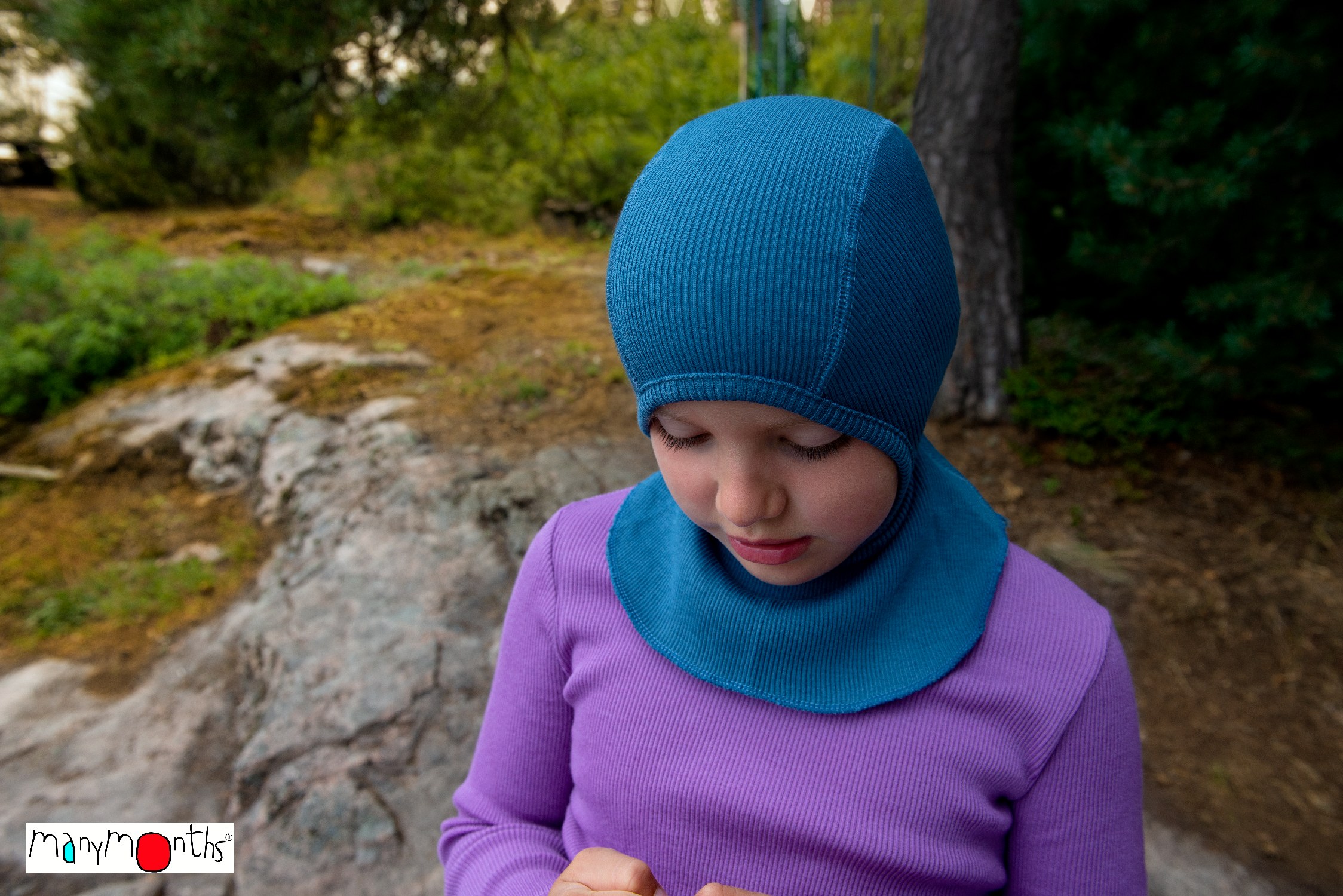 Cagoule Manymonths Elephant en laine Mérinos (Bonnet éléphant) Taille L/XL  - Adventurer/Conqueror - tailles 80-110cm (env. 1-5 ans) Couleur Dark