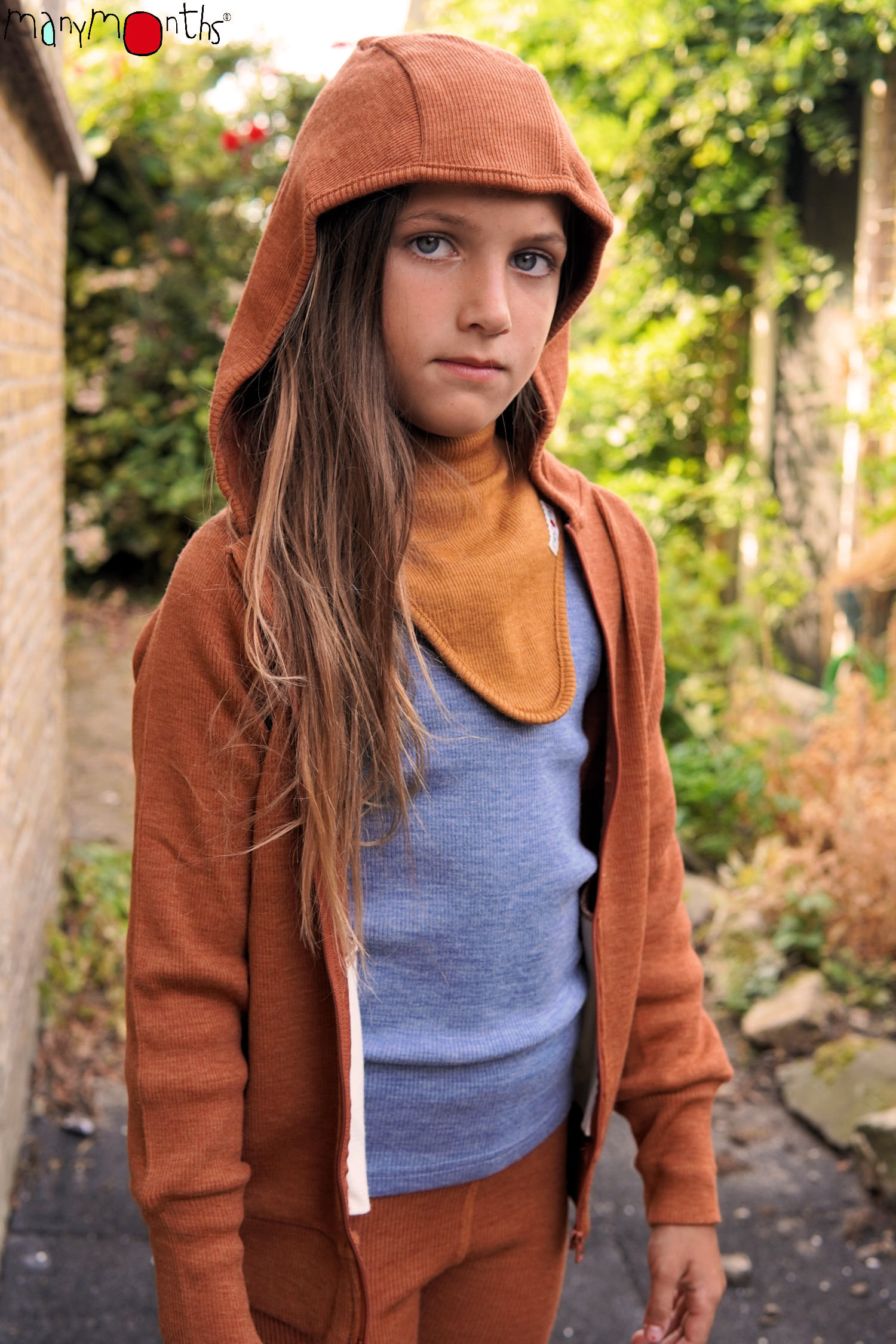 ManyMonths Natural Woollies Hooded Zip Cardigan with side pockets