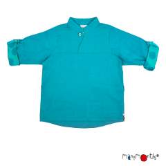 ManyMonths ECO Hempies Unisex Adjustable Mandarin Collar Shirt, Adventurer, Turquoise Lake