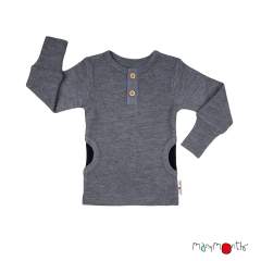 ManyMonths Natural Woollies Henley Long Sleeve T-Shirt with Pockets